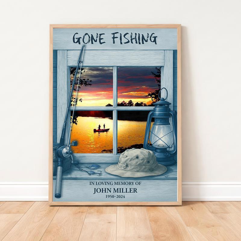 Honoring His Final Cast - Custom Fisherman Memorial Canvas - Easessy