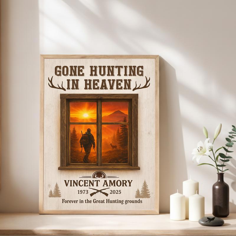 Honoring a Hunter - Rustic Farmhouse Heaven Memorial Canvas Honoring a Hunter - Rustic Farmhouse Heaven Memorial Canvas