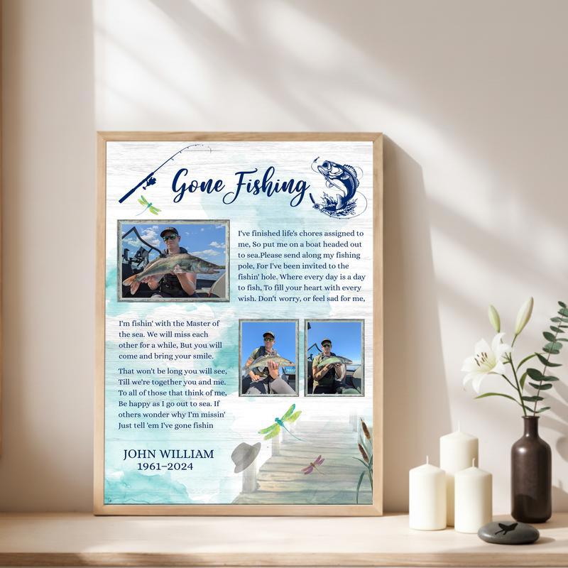 Honoring Dad's Last Cast - Custom Fisherman Memorial Canvas Honoring Dad's Last Cast - Custom Fisherman Memorial Canvas