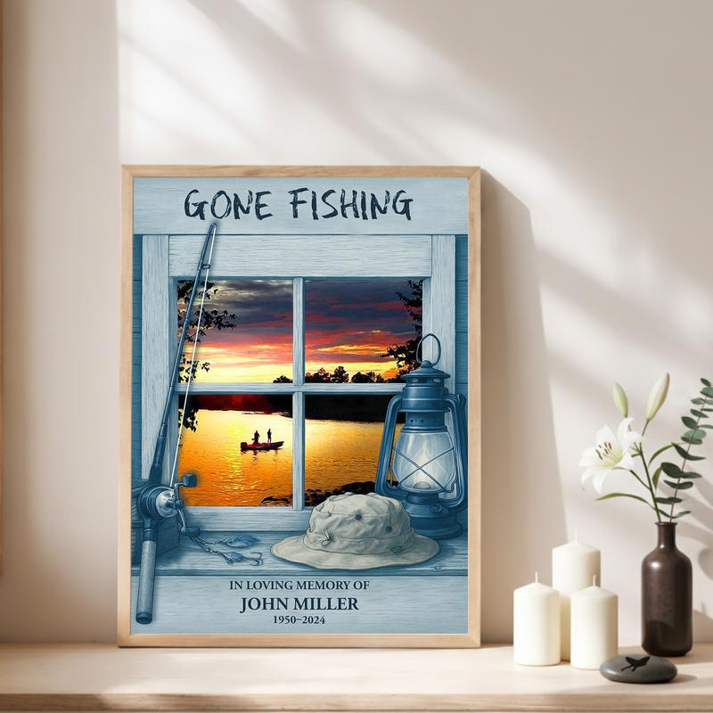 Honoring His Final Cast - Custom Fisherman Memorial Canvas