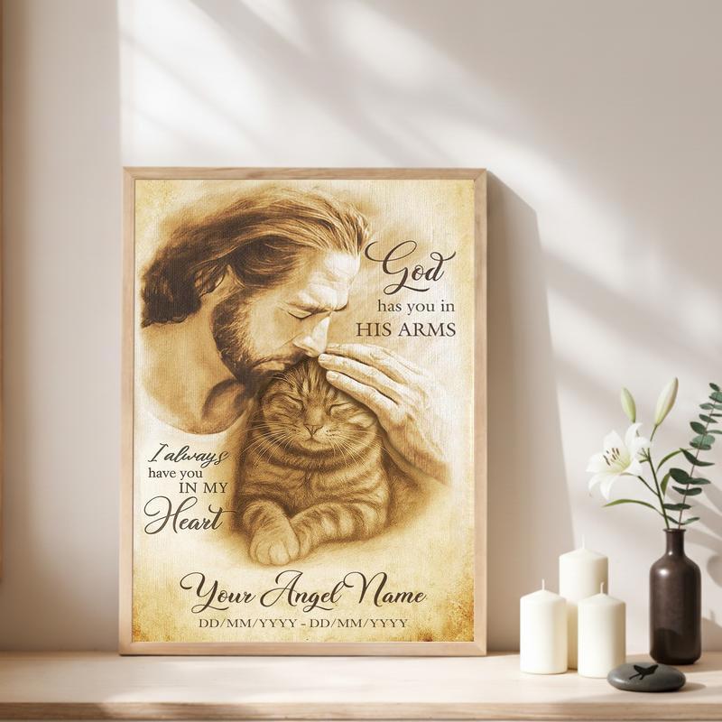Peaceful Rest In God's Arms - Heartfelt Cat Loss Tribute Canvas Peaceful Rest In God's Arms - Heartfelt Cat Loss Tribute Canvas