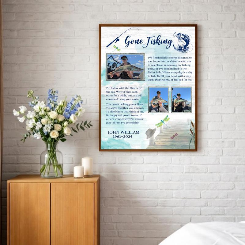 Honoring Dad's Last Cast - Custom Fisherman Memorial Canvas Honoring Dad's Last Cast - Custom Fisherman Memorial Canvas