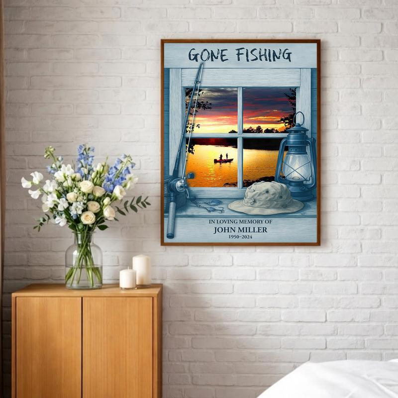 Honoring His Final Cast - Custom Fisherman Memorial Canvas
