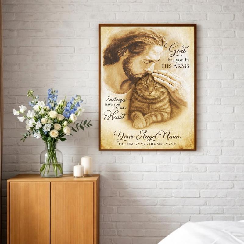 Peaceful Rest In God's Arms - Heartfelt Cat Loss Tribute Canvas Peaceful Rest In God's Arms - Heartfelt Cat Loss Tribute Canvas