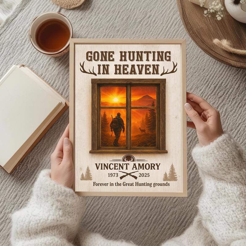 Honoring a Hunter - Rustic Farmhouse Heaven Memorial Canvas Honoring a Hunter - Rustic Farmhouse Heaven Memorial Canvas