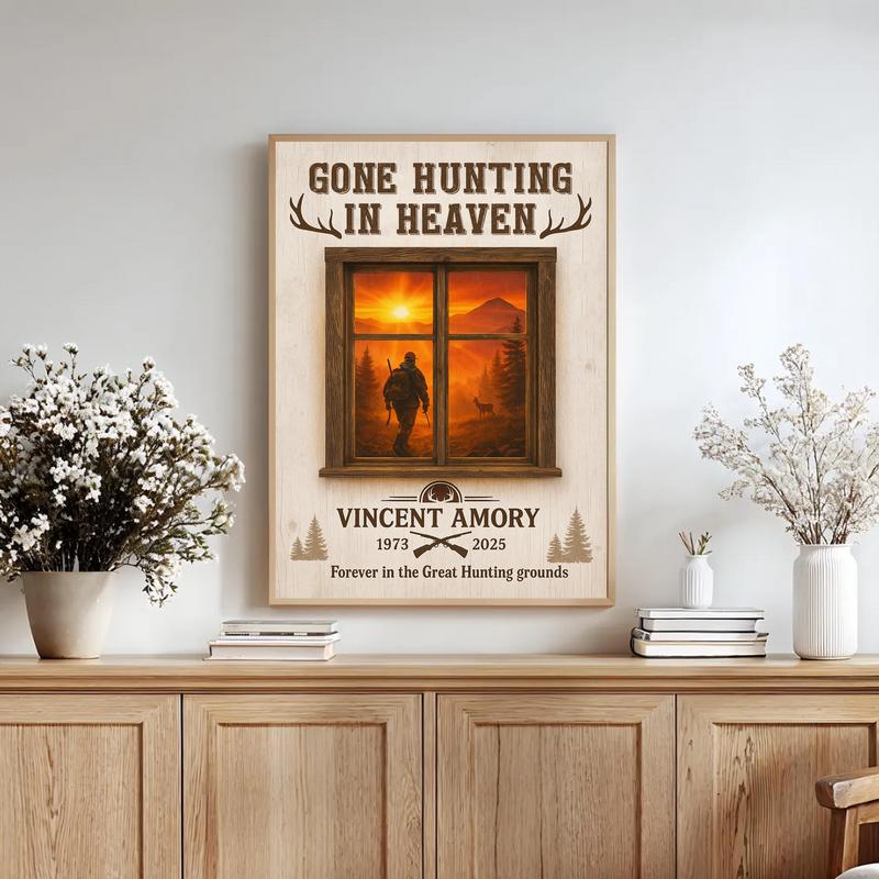 Honoring a Hunter - Rustic Farmhouse Heaven Memorial Canvas Honoring a Hunter - Rustic Farmhouse Heaven Memorial Canvas