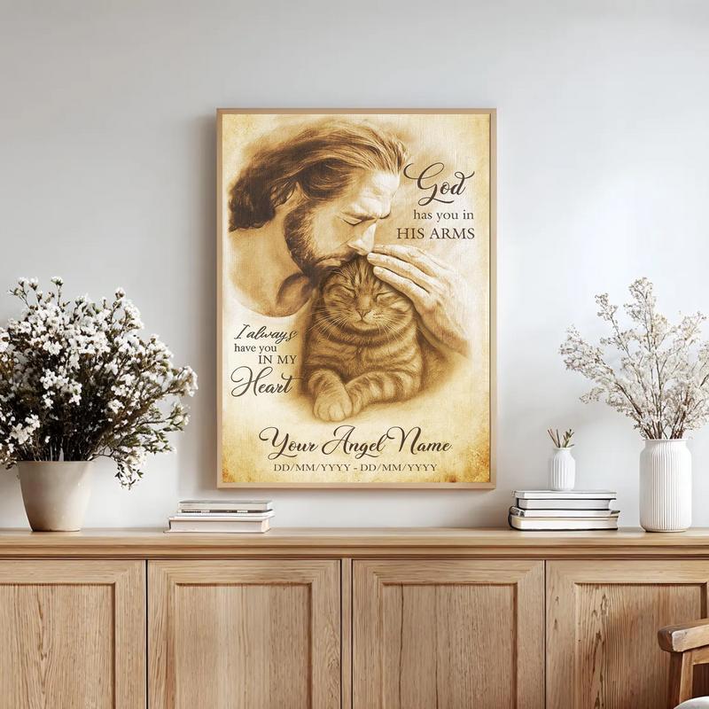 Peaceful Rest In God's Arms - Heartfelt Cat Loss Tribute Canvas Peaceful Rest In God's Arms - Heartfelt Cat Loss Tribute Canvas