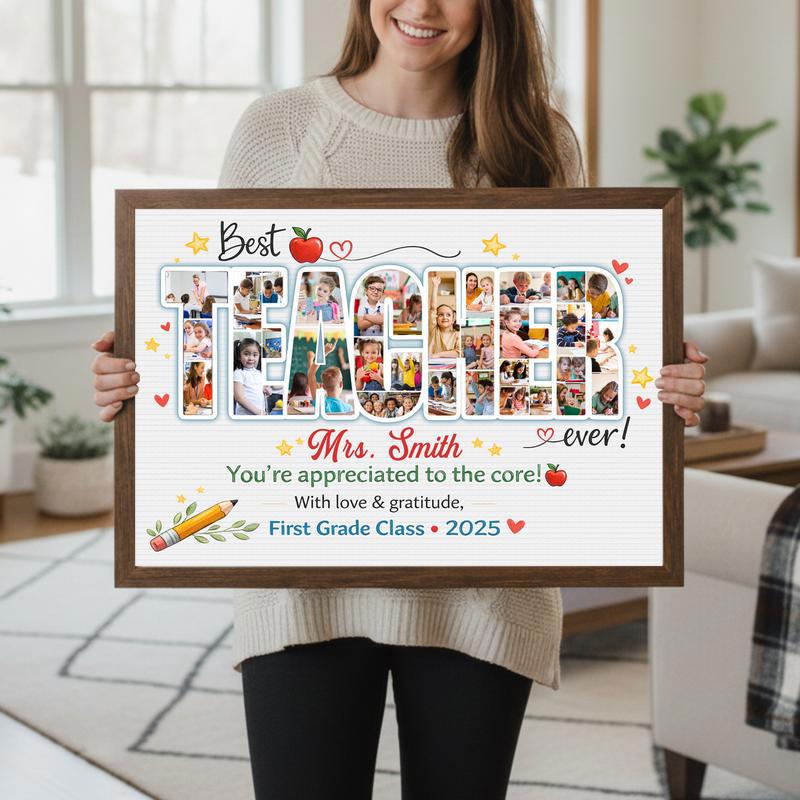 Teacher Appreciation Gift From Class - Custom Photo Collage Canvas
