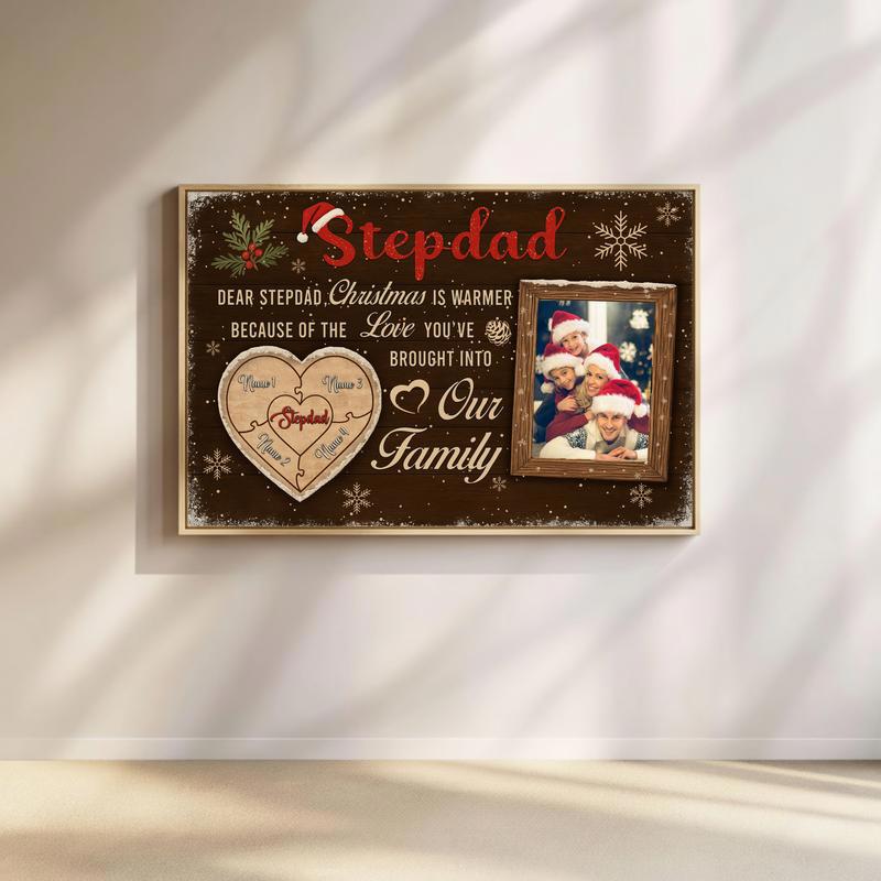 Stepdad's Custom Puzzle Photo Canvas - Heartfelt Holiday Decor - Father's Day Fun