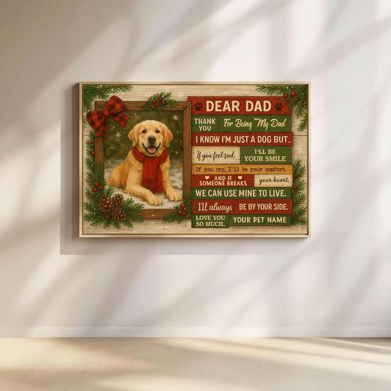 Dog Dad's Autumn Keepsake - Custom Farmhouse Portrait Canvas - Father's Day Fun