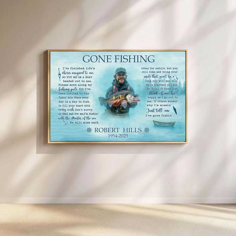 Fisherman's Last Cast Memorial - Custom Photo Tribute Canvas - Father's Day Fun