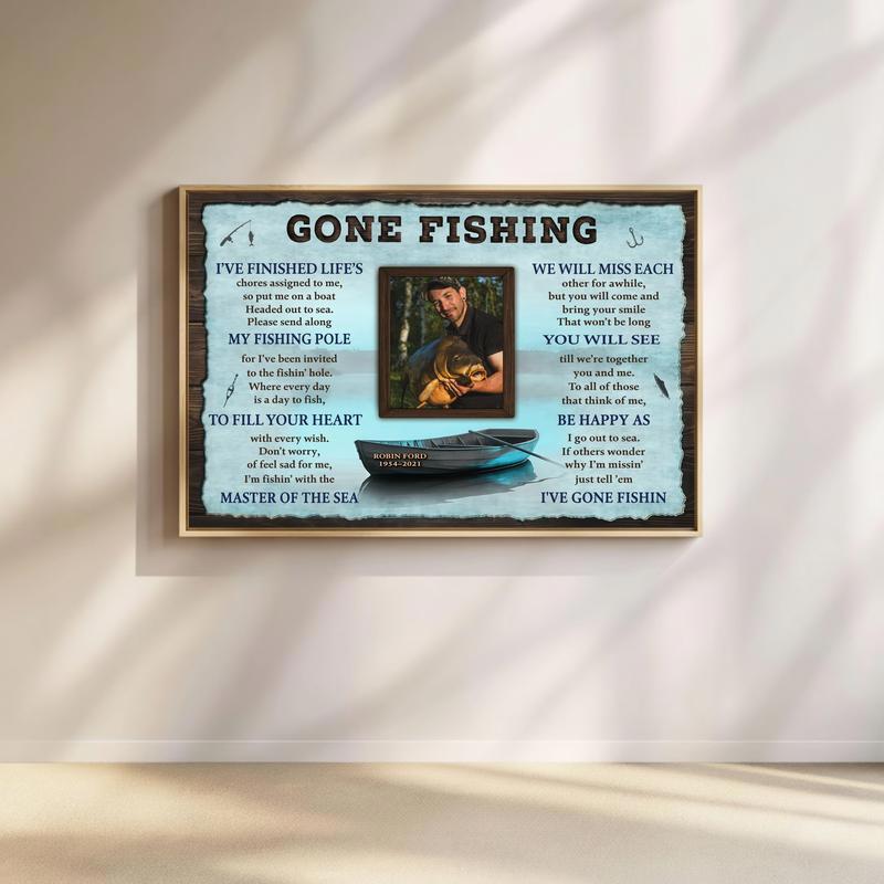 Forever Fishing Memorial Canvas - Custom Name & Date Tribute - Father's Day Fun