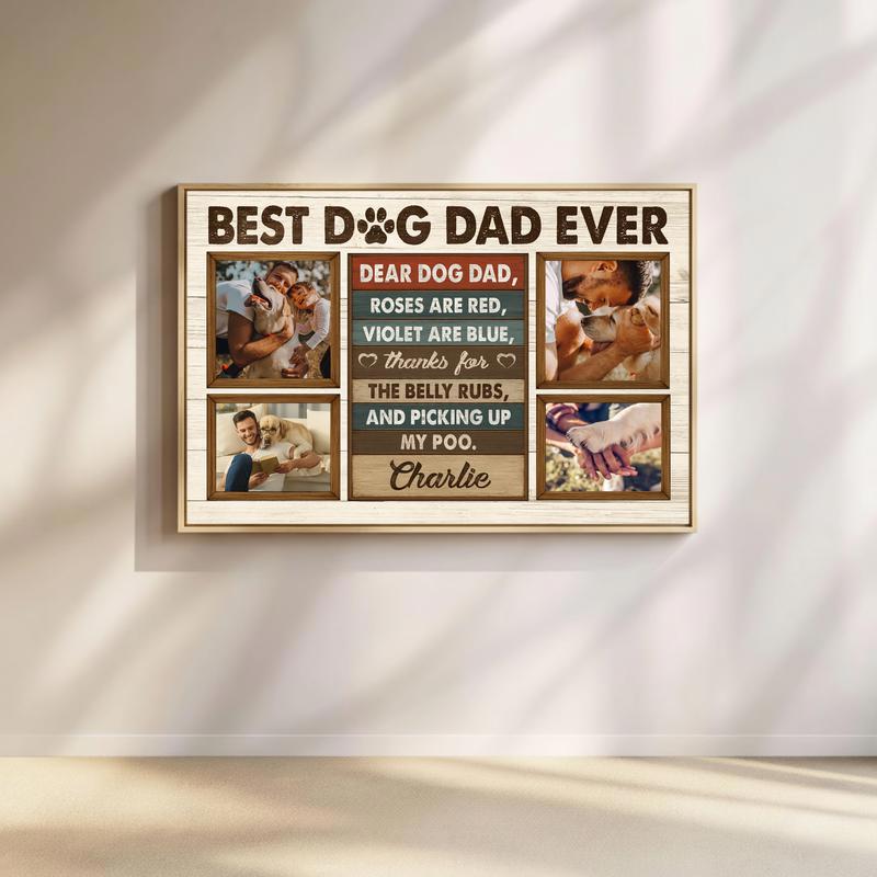 Capture His Love - Custom Dog Dad Photo Collage Canvas - Father's Day Fun