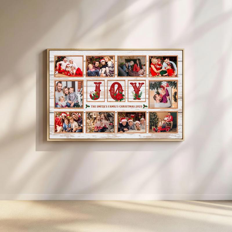 Family Moments of JOY - Mom & Dad's Photo Collage Canvas Gift - Father's Day Fun