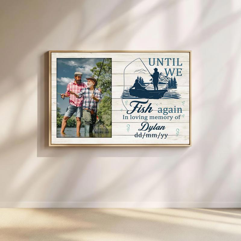 Fisherman Dad's Eternal Catch - Custom Memorial Tribute Canvas - Father's Day Fun