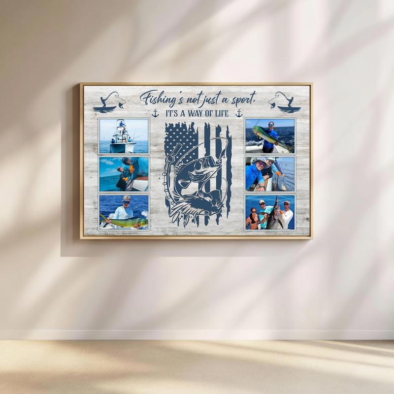 Reel in the Love - Custom Fishing Photo Collage Canvas for Him - Father's Day Fun