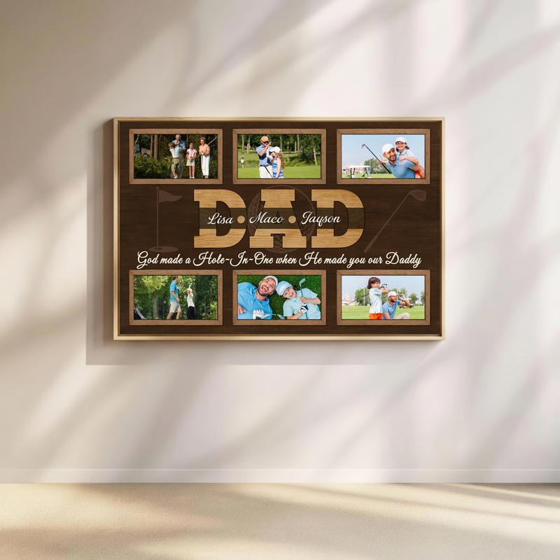 Golf Dad Photo Collage Canvas - Unique Rustic Father's Day Gift - Father's Day Fun