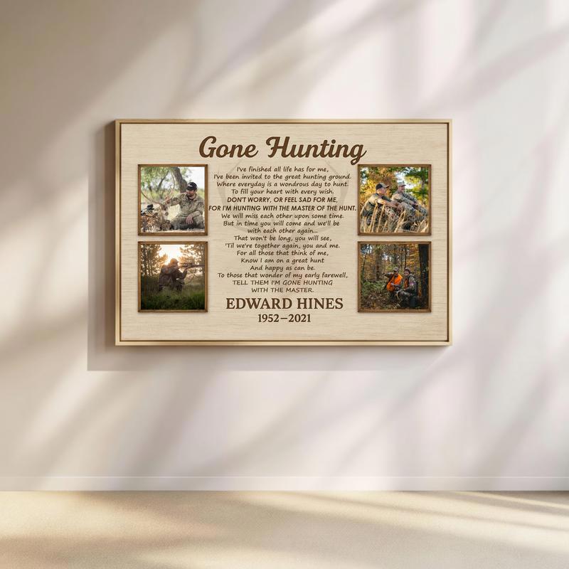 Gone Hunting Memorial Canvas - A Timeless Rustic Tribute - Father's Day Fun