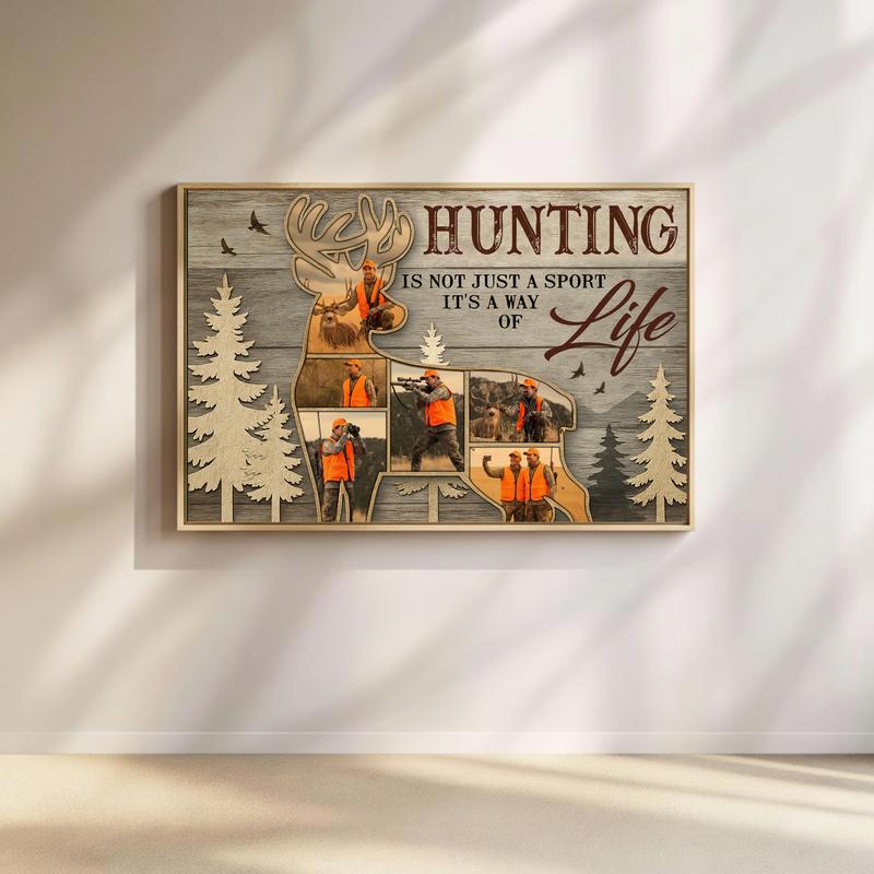 Deer Hunter's Rustic Photo Collage Canvas - A Tribute to the Hunt - Father's Day Fun