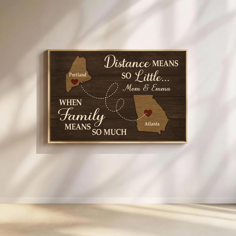 Miles Apart, Close at Heart - Custom Family Map Canvas Art - Father's Day Fun