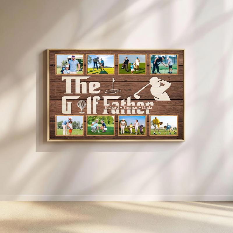 The Golf Father - Custom Photo Collage Wall Art Canvas - Father's Day Fun