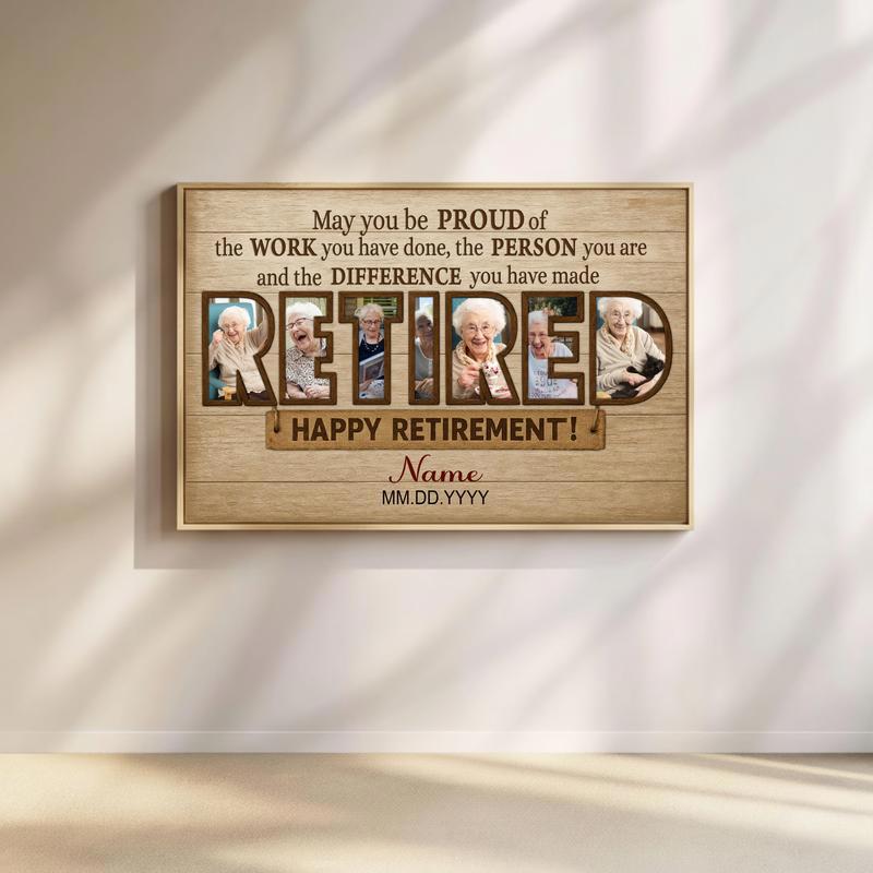 Custom Farewell Retirement Photo Collage Canvas for Mom or Dad - Father's Day Fun