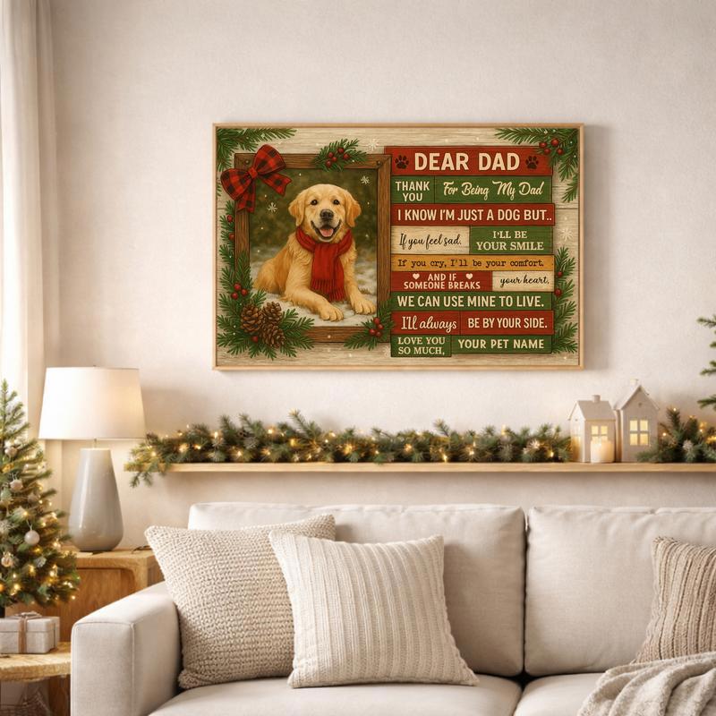 Dog Dad's Autumn Keepsake - Custom Farmhouse Portrait Canvas Dog Dad's Autumn Keepsake - Custom Farmhouse Portrait Canvas
