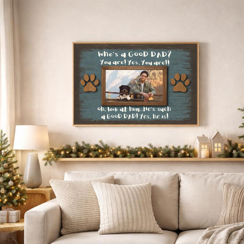Best Dog Dad Ever - Funny Custom Photo Frame Canvas Gift