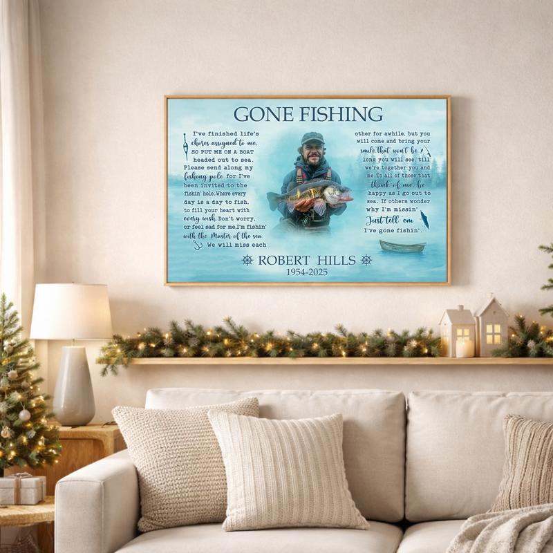 Fisherman's Last Cast Memorial - Custom Photo Tribute Canvas