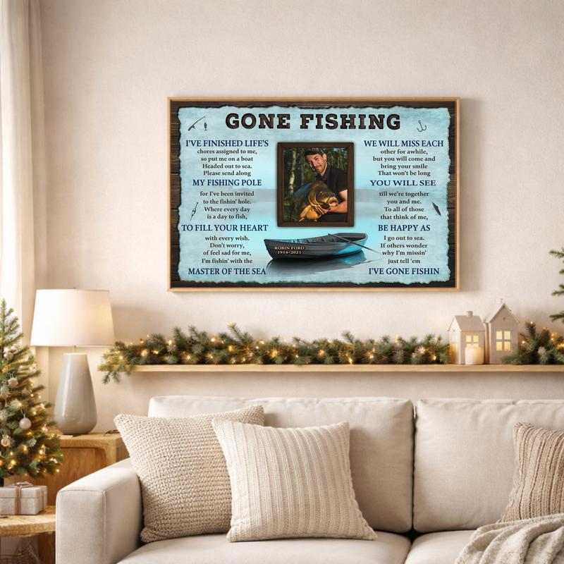 Forever Fishing Memorial Canvas - Custom Name & Date Tribute