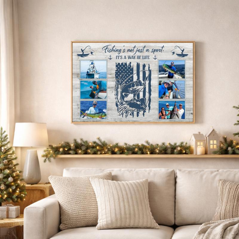 Reel in the Love - Custom Fishing Photo Collage Canvas for Him