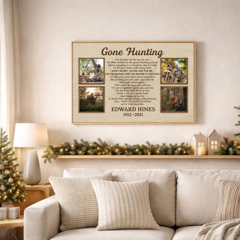 Gone Hunting Memorial Canvas - A Timeless Rustic Tribute