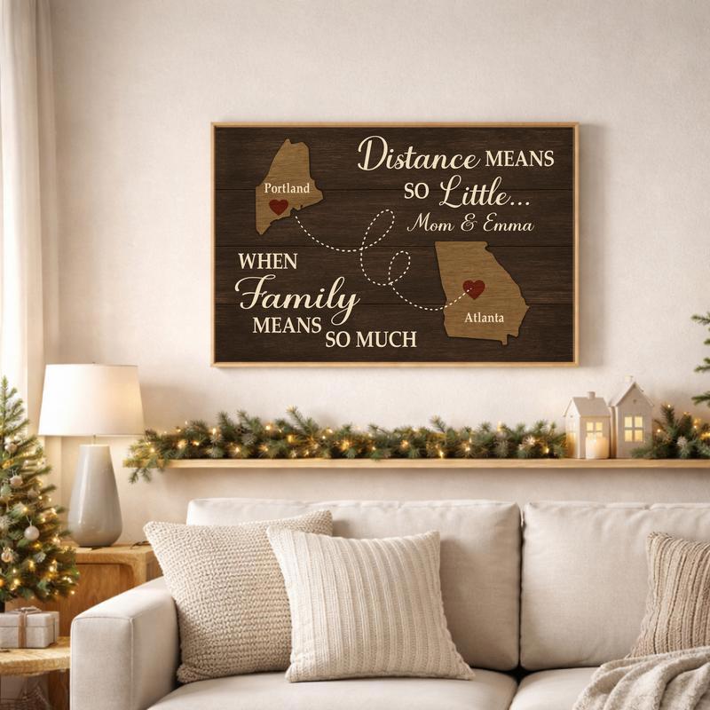 Miles Apart, Close at Heart - Custom Family Map Canvas Art