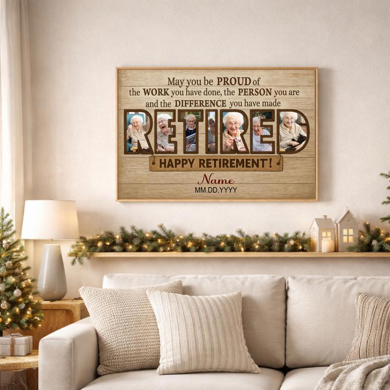 Custom Farewell Retirement Photo Collage Canvas for Mom or Dad