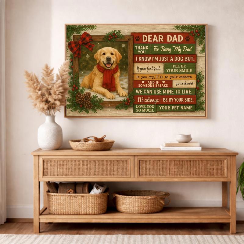 Dog Dad's Autumn Keepsake - Custom Farmhouse Portrait Canvas Dog Dad's Autumn Keepsake - Custom Farmhouse Portrait Canvas