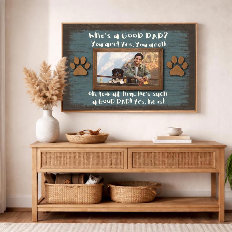 Best Dog Dad Ever - Funny Custom Photo Frame Canvas Gift