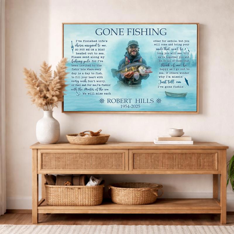 Fisherman's Last Cast Memorial - Custom Photo Tribute Canvas