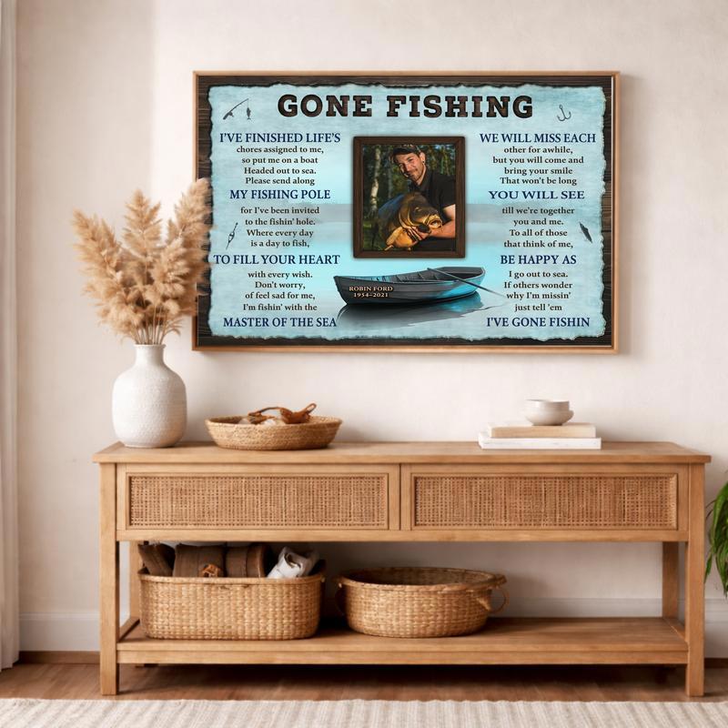 Forever Fishing Memorial Canvas - Custom Name & Date Tribute