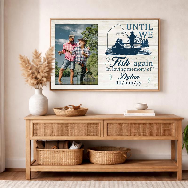 Fisherman Dad's Eternal Catch - Custom Memorial Tribute Canvas