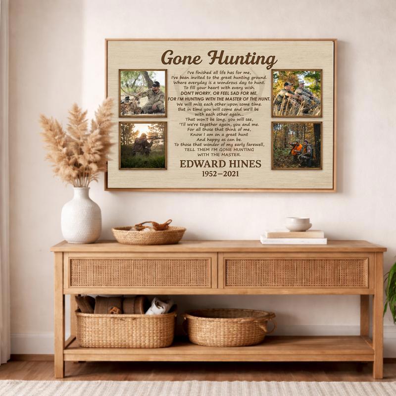 Gone Hunting Memorial Canvas - A Timeless Rustic Tribute