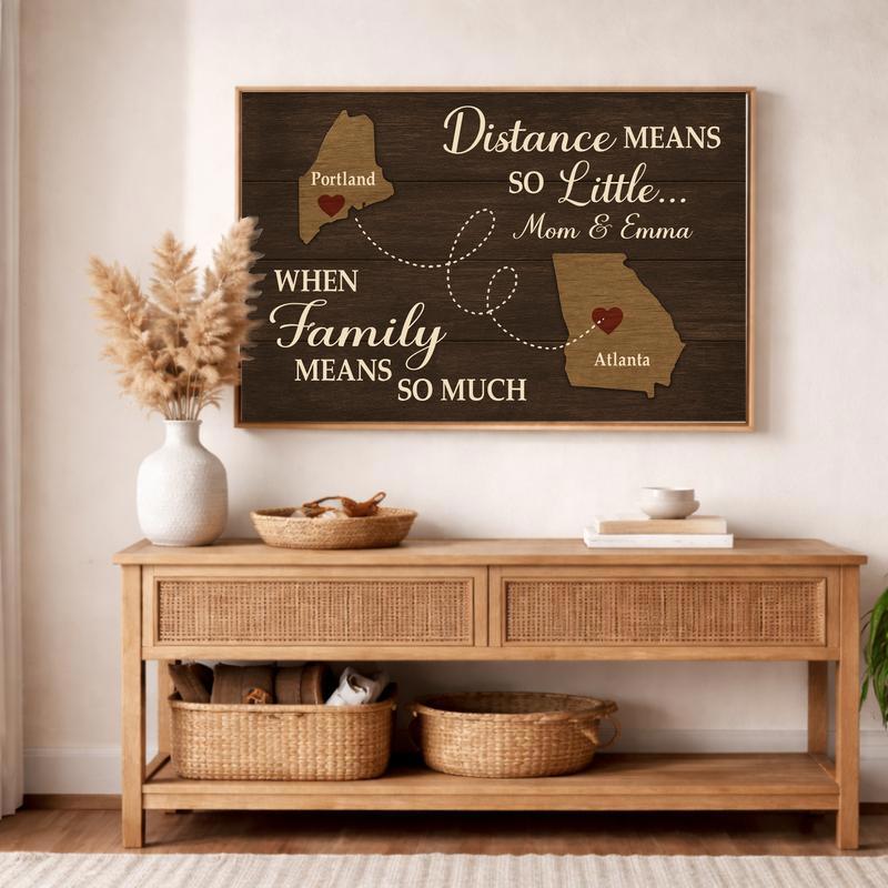 Miles Apart, Close at Heart - Custom Family Map Canvas Art