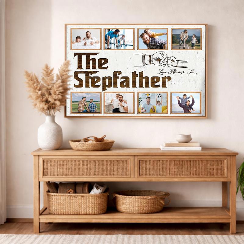 Heartfelt Memories - Bonus Dad Photo Collage Canvas Wall Art Heartfelt Memories - Bonus Dad Photo Collage Canvas Wall Art