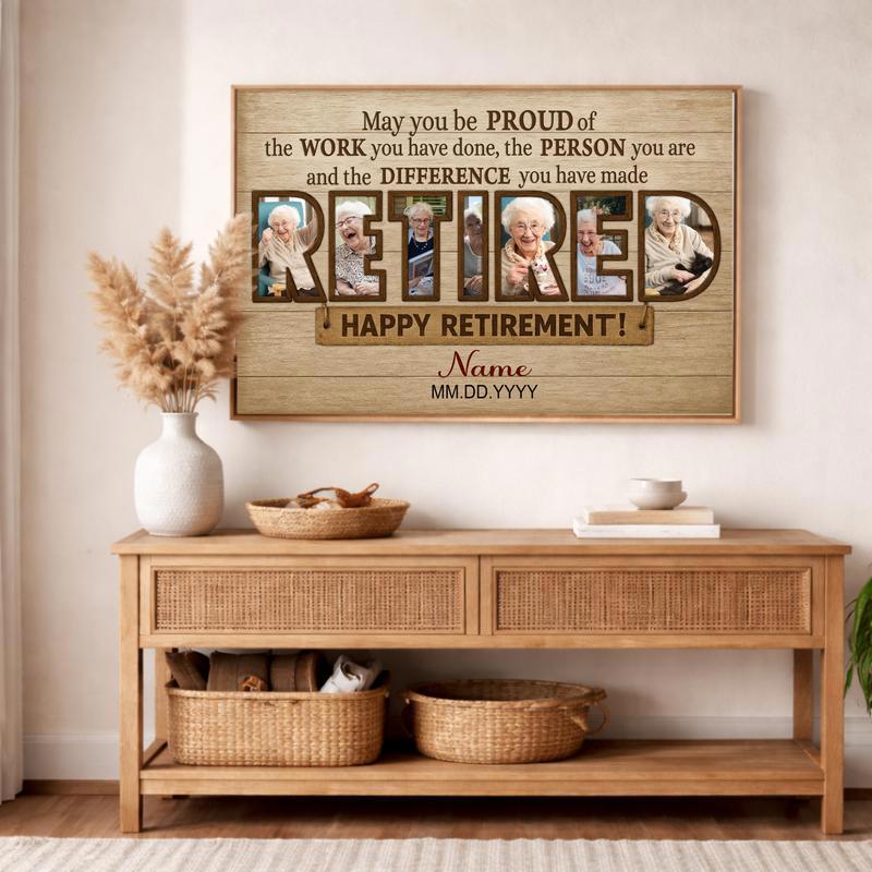 Custom Farewell Retirement Photo Collage Canvas for Mom or Dad