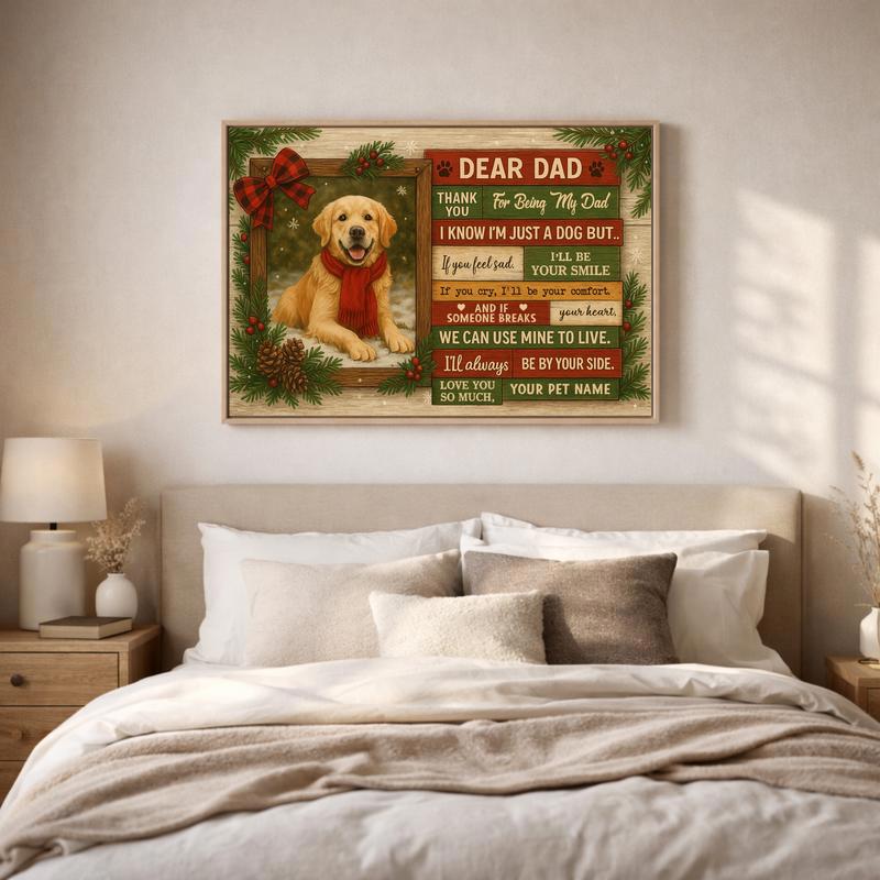 Dog Dad's Autumn Keepsake - Custom Farmhouse Portrait Canvas Dog Dad's Autumn Keepsake - Custom Farmhouse Portrait Canvas