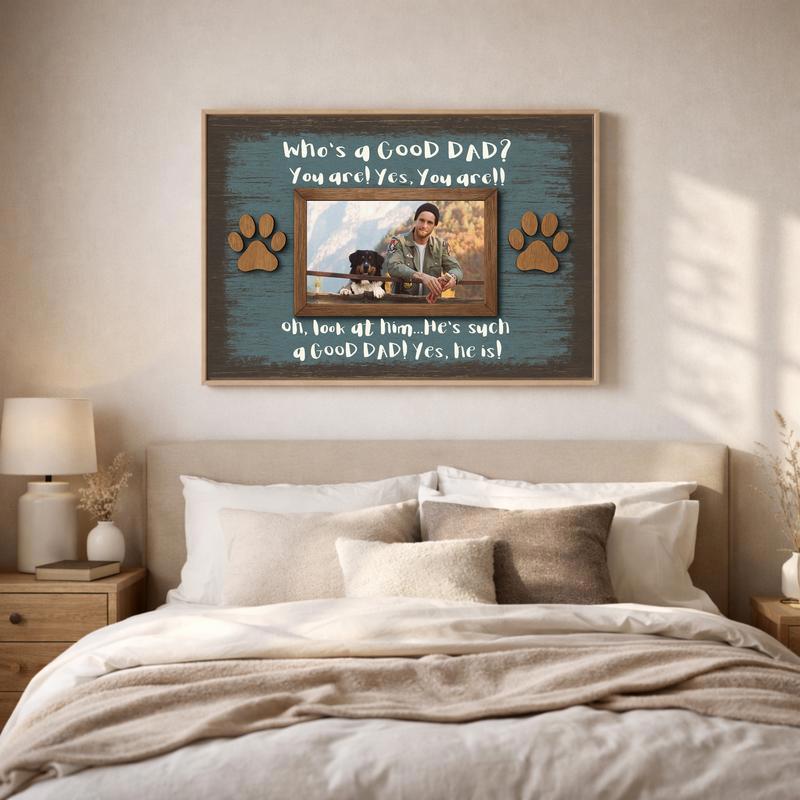 Best Dog Dad Ever - Funny Custom Photo Frame Canvas Gift