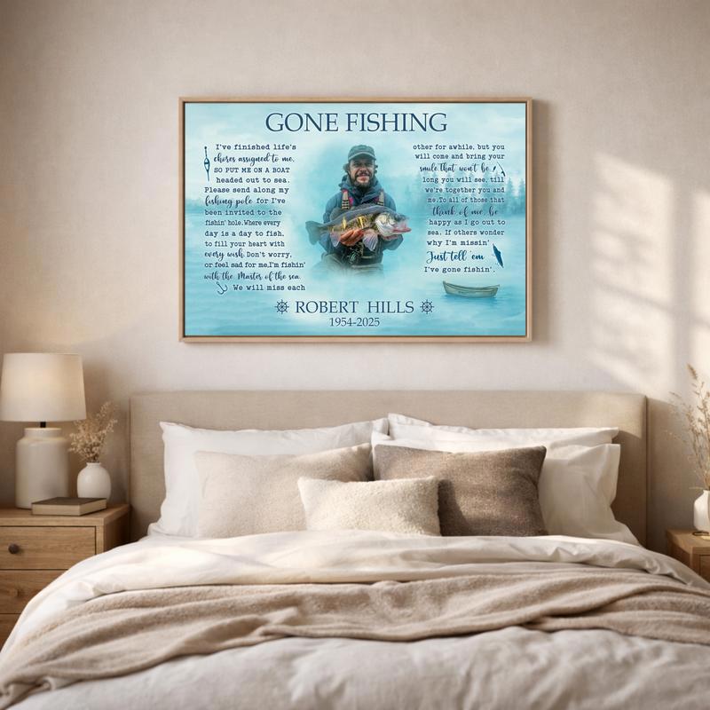 Fisherman's Last Cast Memorial - Custom Photo Tribute Canvas