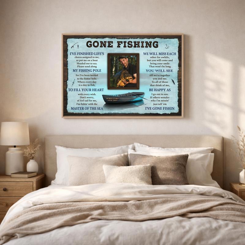 Forever Fishing Memorial Canvas - Custom Name & Date Tribute