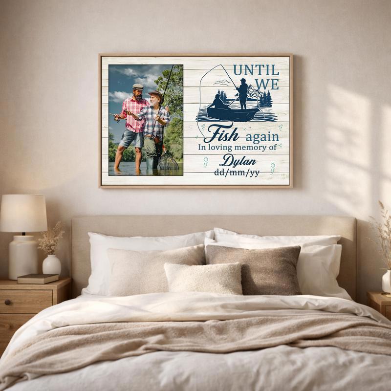 Fisherman Dad's Eternal Catch - Custom Memorial Tribute Canvas