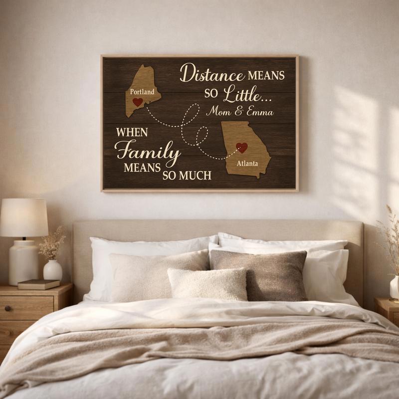 Miles Apart, Close at Heart - Custom Family Map Canvas Art