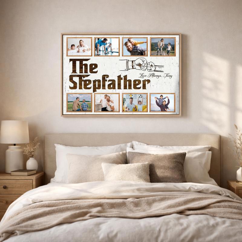 Heartfelt Memories - Bonus Dad Photo Collage Canvas Wall Art Heartfelt Memories - Bonus Dad Photo Collage Canvas Wall Art